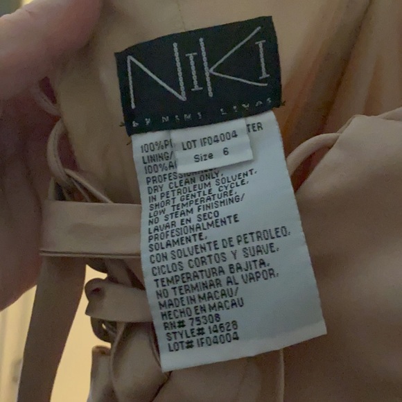 Baige colored beautiful strapless prom dress with cubic zirconias - Picture 3 of 3